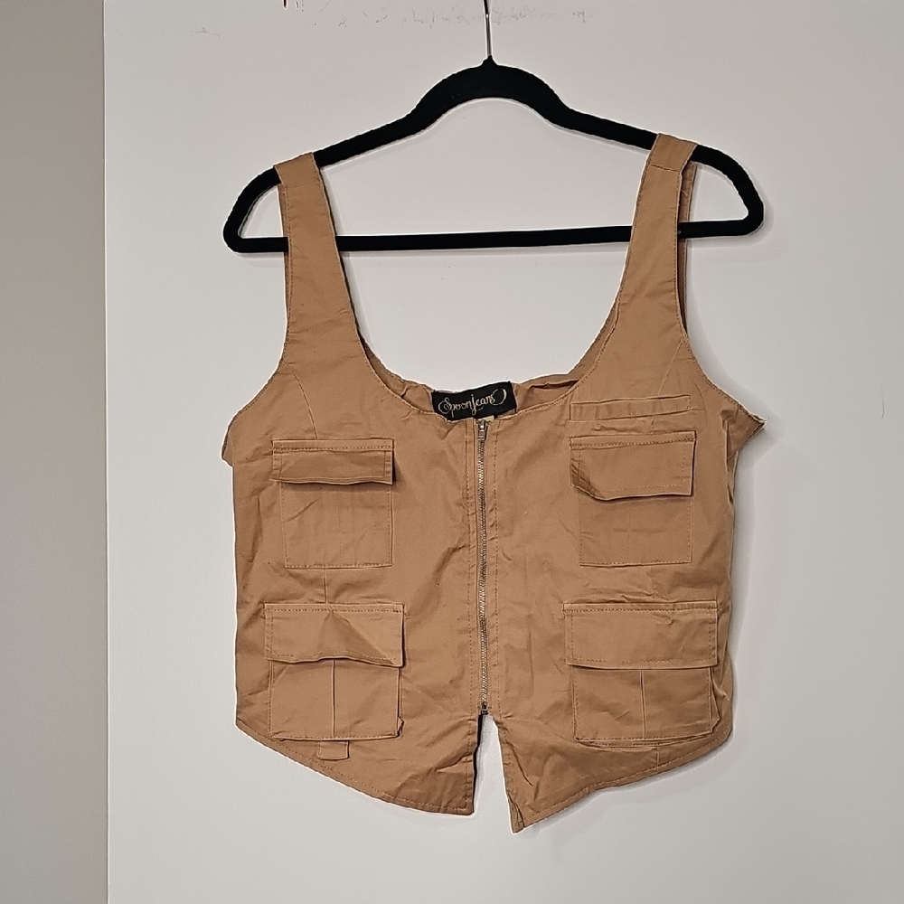 Spoon Jeans Tan Vest with Pockets